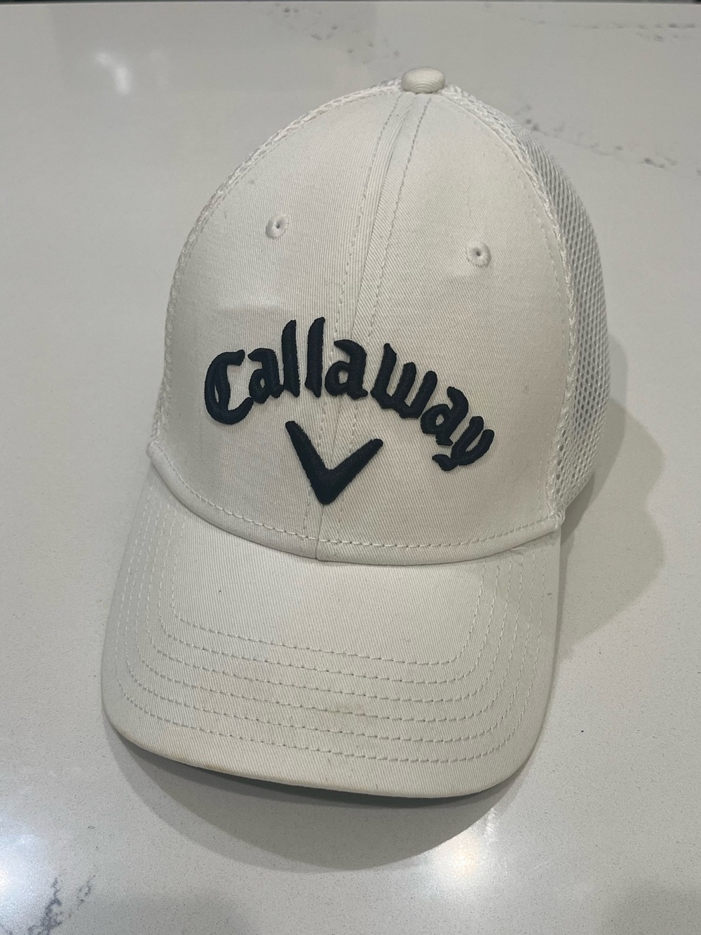 Callaway White and Black Logo Mesh Golf Cap